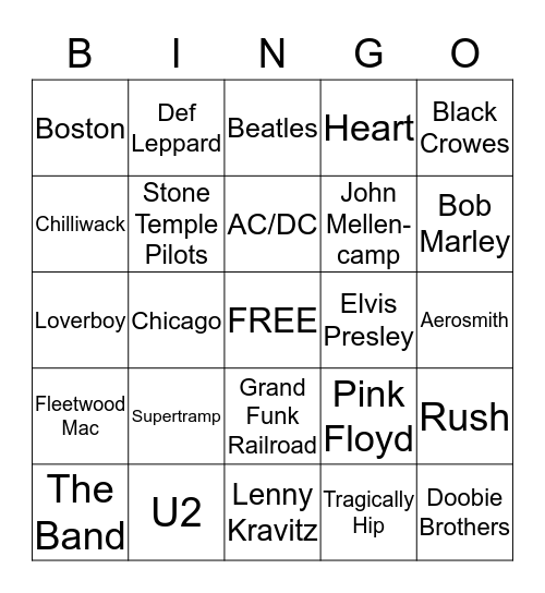 MUSIC BINGO Card