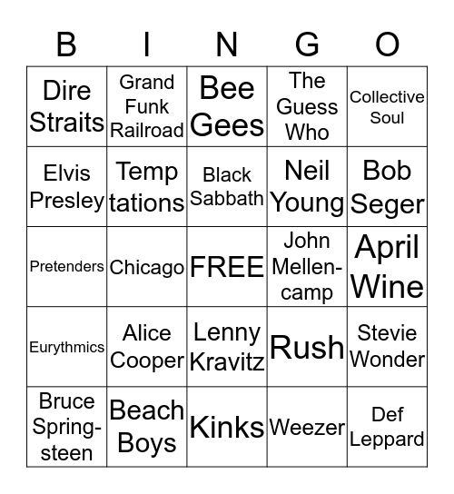 MUSIC BINGO Card