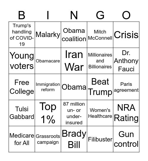 Debate Bingo Card