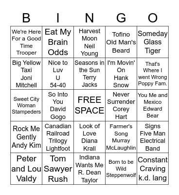 Canadian 2 Bingo Card