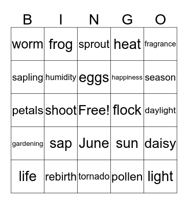 Spring Bingo Card