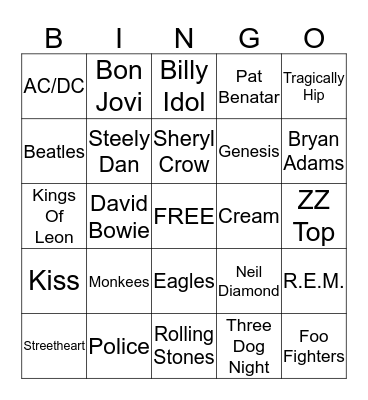 MUSIC BINGO Card