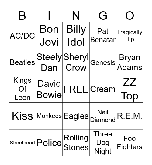 MUSIC BINGO Card
