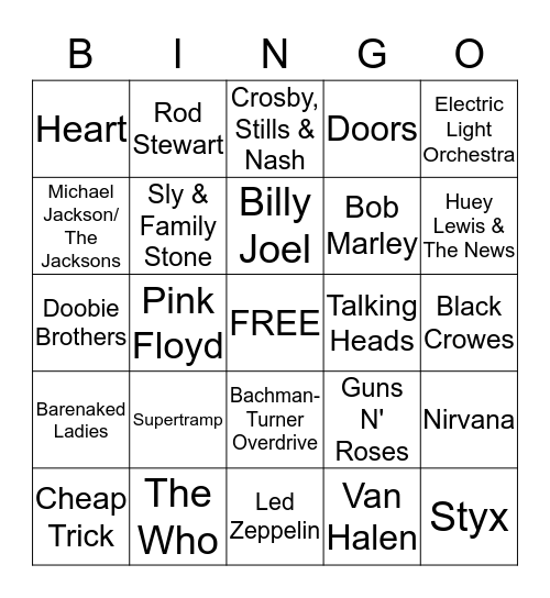 MUSIC BINGO Card