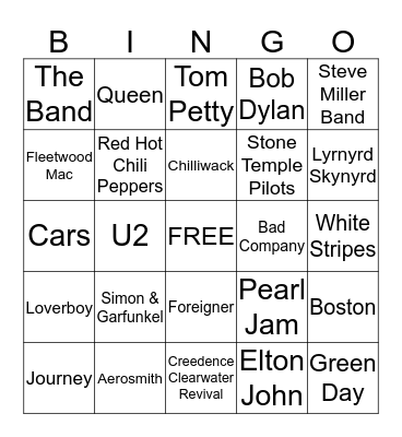 MUSIC BINGO Card