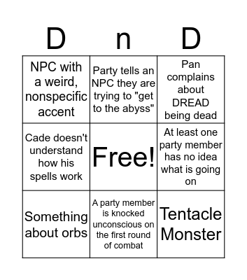 DnD Bingo Card