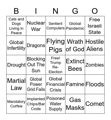 Apocalypse Bingo Card