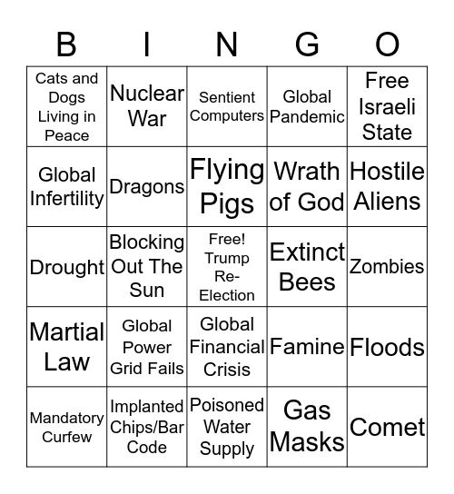 Apocalypse Bingo Card