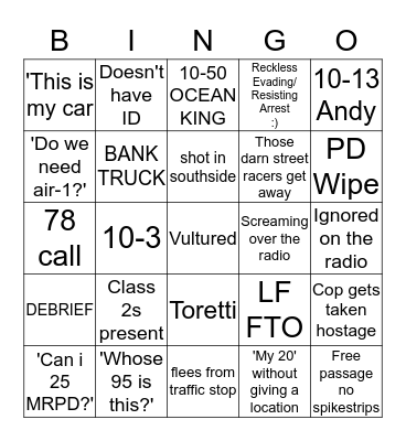 PD Bingo Card