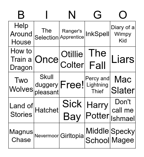 Book Bingo Card