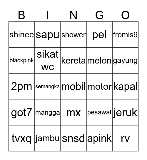 MAIN SAMA BUNDA Bingo Card