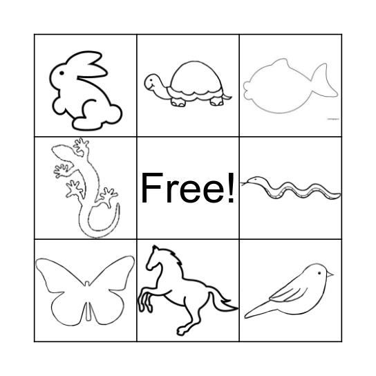 Animals Bingo Card