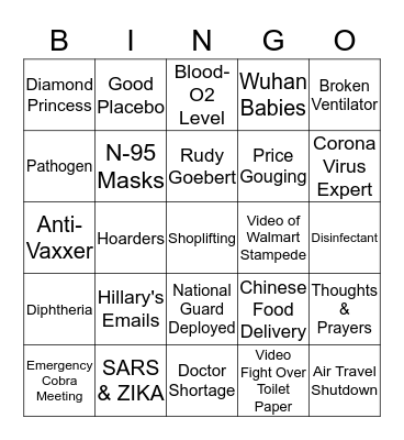 2020 YOUR COMMISH BINGO Card