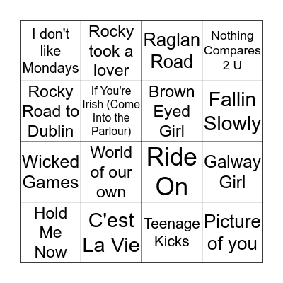 Irish songs Bingo Card