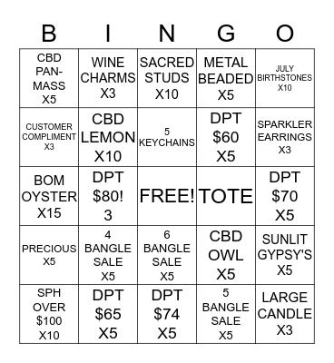 WEEK 2 JULY Bingo Card