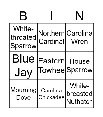 Backyard Bird Bingo Card