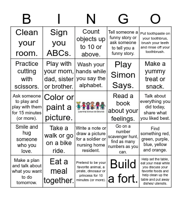 Early Learning Center Choice Board Bingo Card