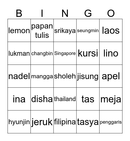 Disha Bingo Card