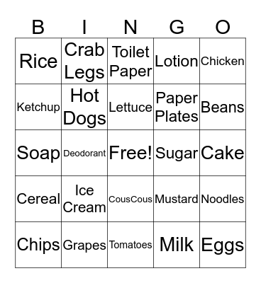 GROCERY BINGO Card