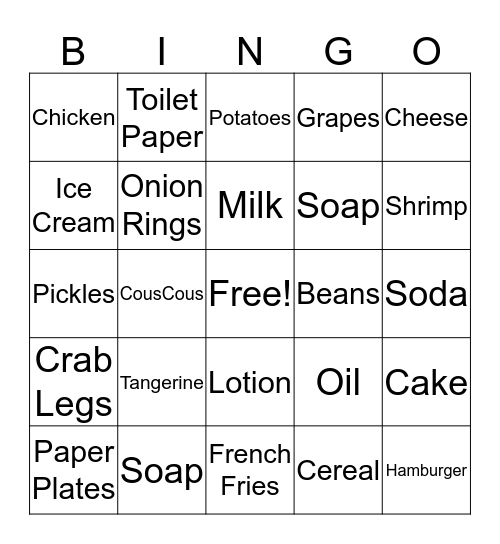 GROCERY BINGO Card