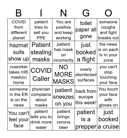 Covid Bingo! Bingo Card