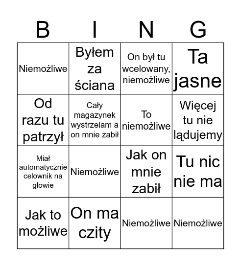Rage Narle Bingo Card