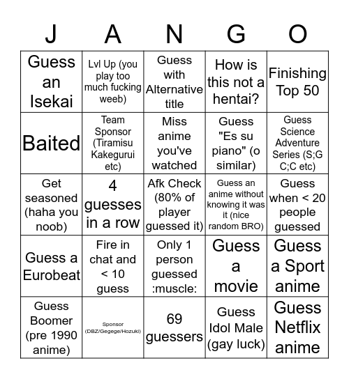 AMQ Ranked Bingo Tontitos ver Bingo Card