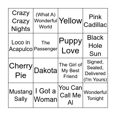 Song (23) Bingo Card