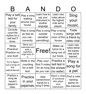 Bando! Bingo Card