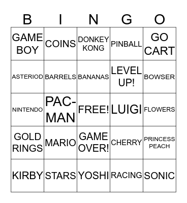 VIDEO GAME/ARCADE BINGO Card