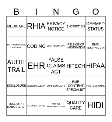 HIP Week Bingo! Bingo Card