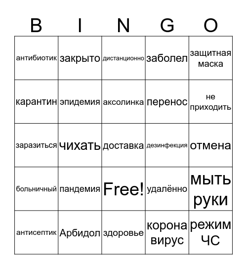 КОРОНАБИНГО Bingo Card