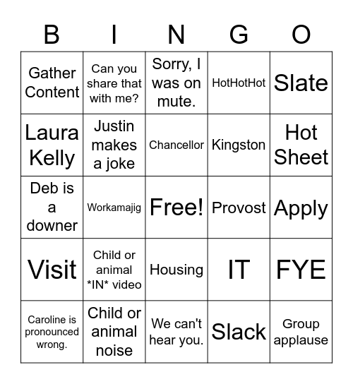 Virtual MarComm Bingo Card