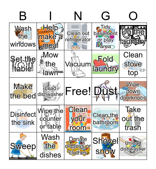 Transition Housekeeping Bingo Card