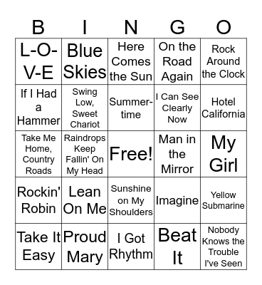 Music Bingo Card