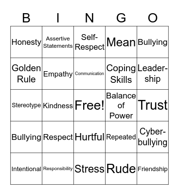 Skills Bingo Card