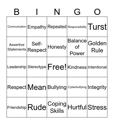 Skills Bingo Card