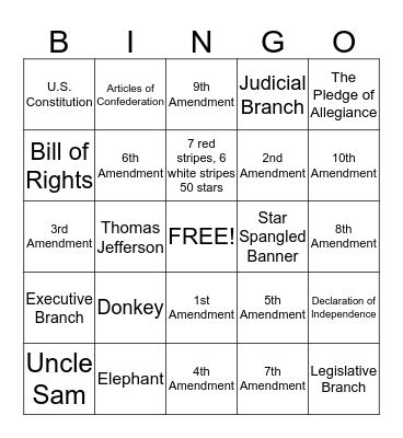 Celebrate Freedom Week Bingo Card