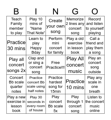 Band Bingo Card