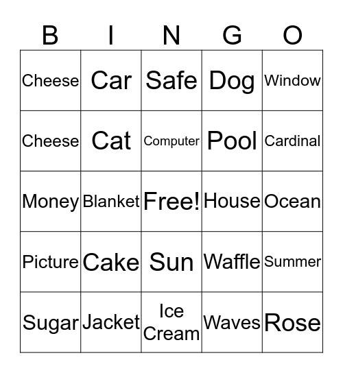 Family Bingo Card