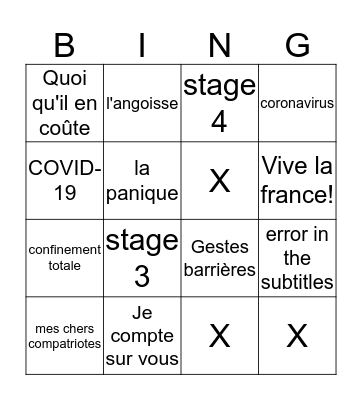 Macron Bingo Card