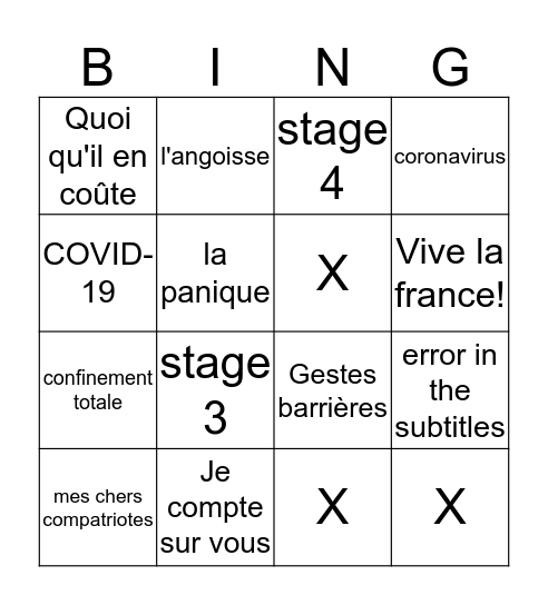 Macron Bingo Card