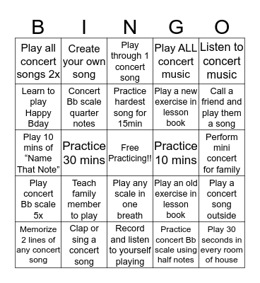 Band Bingo Card