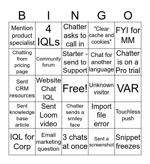 ISC Bingo (Chat) Bingo Card