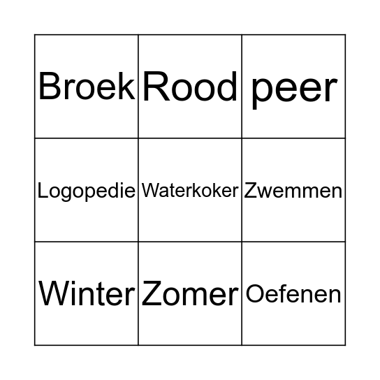 Woordbingo Card