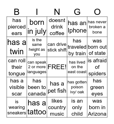 Fishy Bingo Card