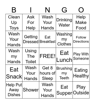 Daily Living Skills Bingo Card