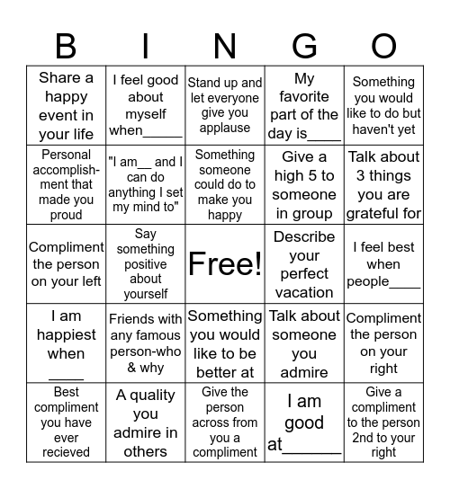 Motivational BINGO Card