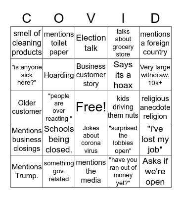 Customer Bingo! Bingo Card