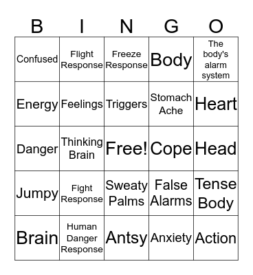 Fight, Flight, Freeze Bingo Card